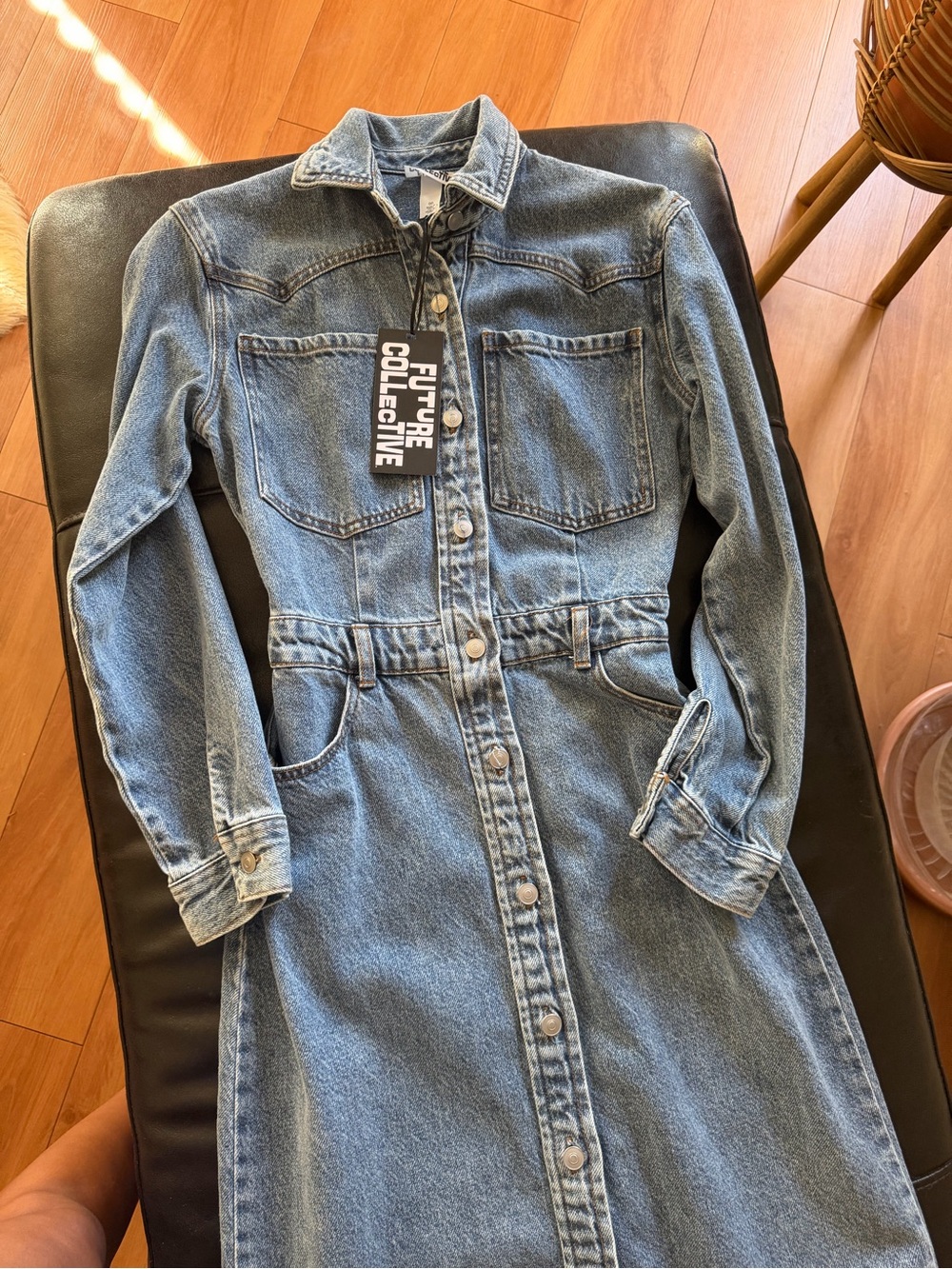 Denim Button-Front Dress